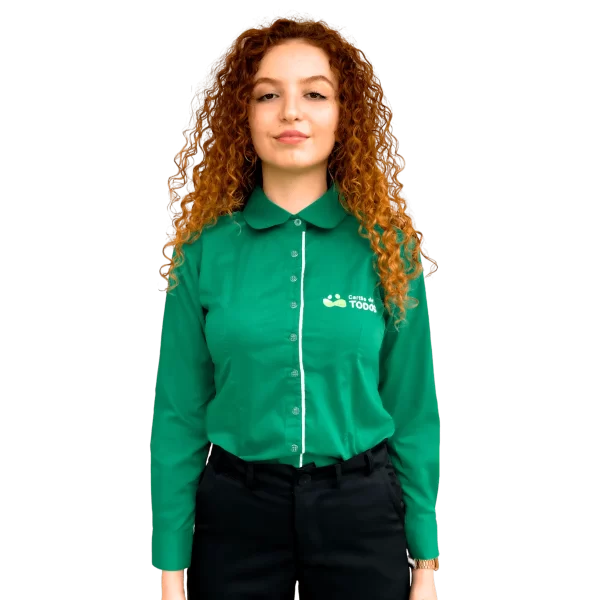 Camisa Social Verde Bandeira Vendedora feminina – Manga longa – CDT - Image 2