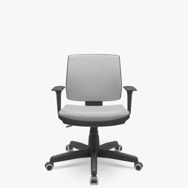 Cadeira Brizza Ergonômica Cinza NR 17 - Assento e Encosto com Estofamento / Base Giratória Preta