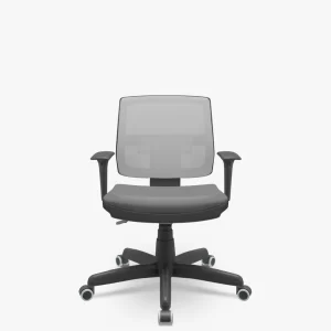 Cadeira Brizza Ergonômica Cinza NR 17  - Assento Estofado / Encosto em Tela / Base Giratória Preta