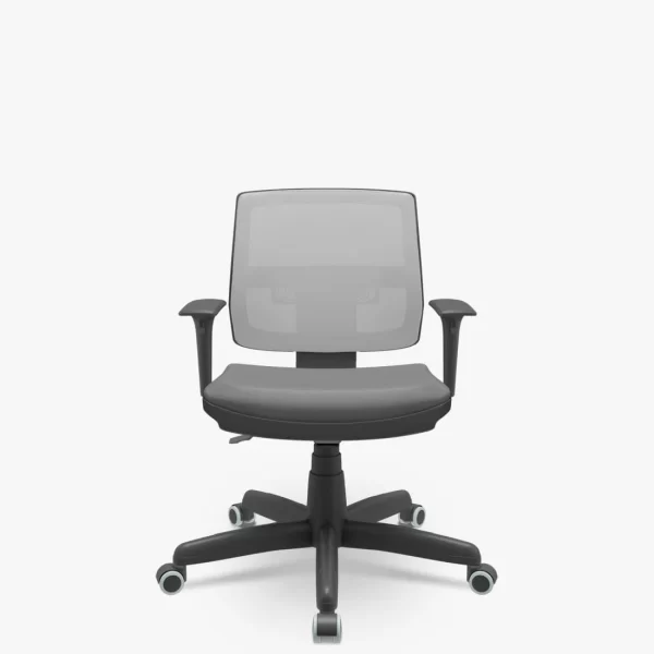 Cadeira Brizza Ergonômica Cinza NR 17  - Assento Estofado / Encosto em Tela / Base Giratória Preta