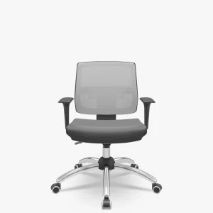 Cadeira Brizza Ergonômica Cinza NR 17 - Assento com Estofamento / Encosto em Tela / Base Giratória Cromada