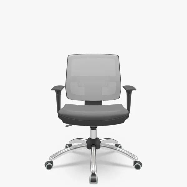 Cadeira Brizza Ergonômica Cinza NR 17 - Assento com Estofamento / Encosto em Tela / Base Giratória Cromada