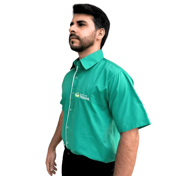 Camisa Social Verde Jade Masculina - Gerente Manga Curta - CDT - Image 2