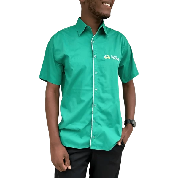 Camisa Social Verde Jade Masculina - Gerente Manga Curta - CDT - Image 6