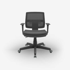 Cadeira Brizza Ergonômica Preta NR 17  -  Assento com Estofamento / Encosto em Tela / Base Giratória Preta