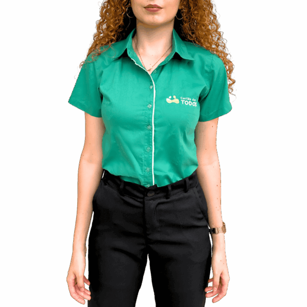 Camisa Social Verde jade Feminina  - Gerente Manga Curta - CDT - Image 2