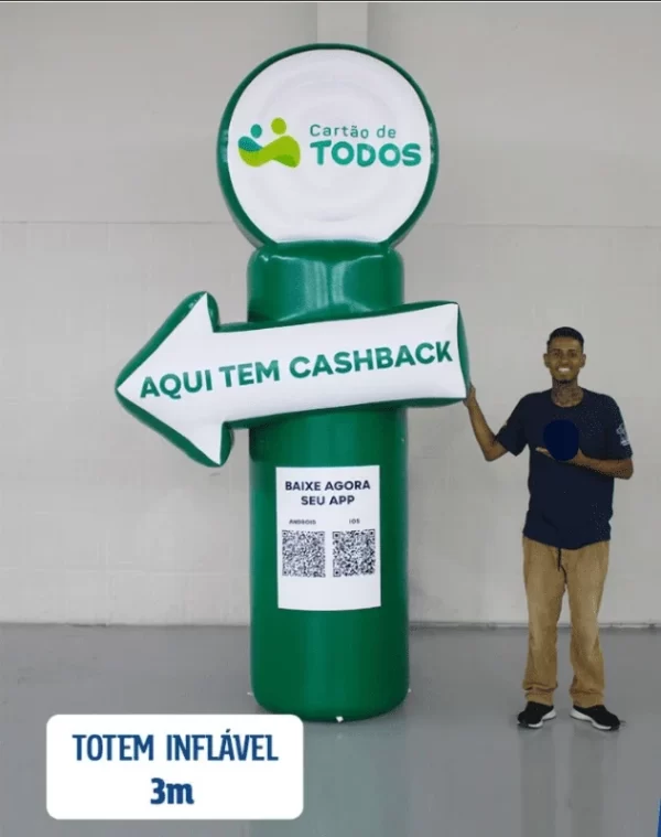 TOTEM INFLÁVEL CARTÃO DE TODOS 3M DE ALTURA