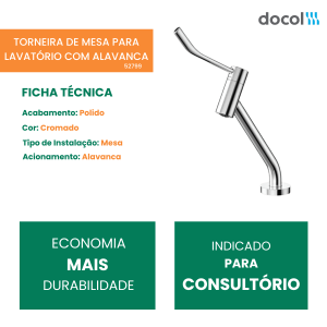 Torneira De Mesa Para Lavatório Com Alavanca Bica Baixa Benefit Docol Cromado