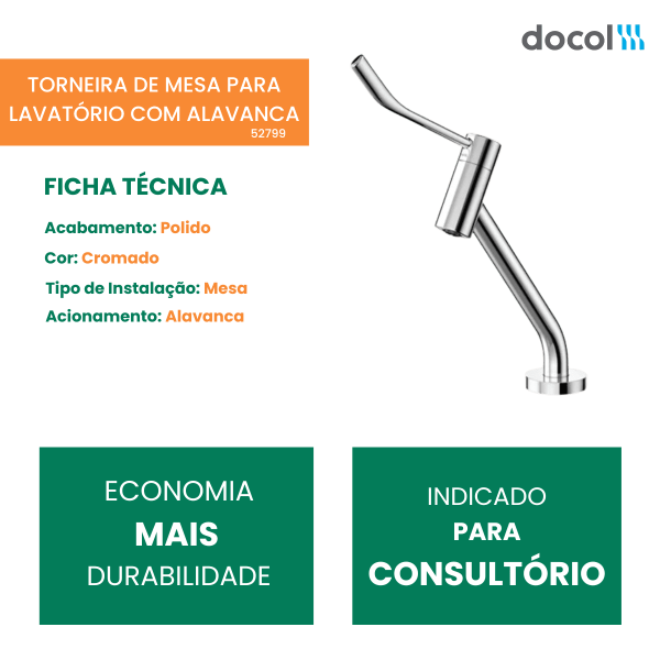 Torneira De Mesa Para Lavatório Com Alavanca Bica Baixa Benefit Docol Cromado