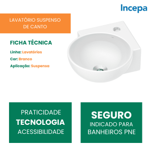 Lavatório Suspenso De Canto M Branco Incepa
