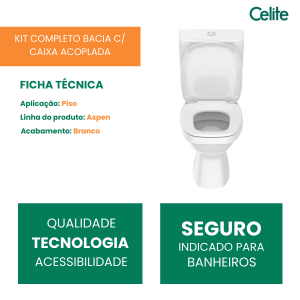 Kit Completo Vaso Sanitário Com Caixa Acoplada E Acessórios Like Branco Celite