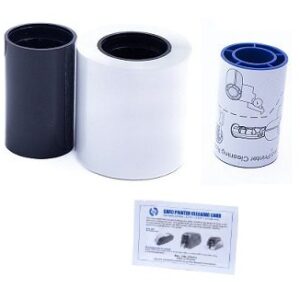 Kit ribbon branco com 1 Ribbon pra 1500 impressões, 1 cartao de limpeza e 1 rolete