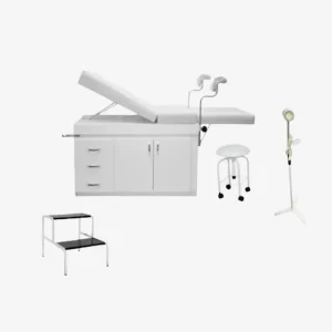 Kit mesa ginecológica mdf / foco/ banco e escada