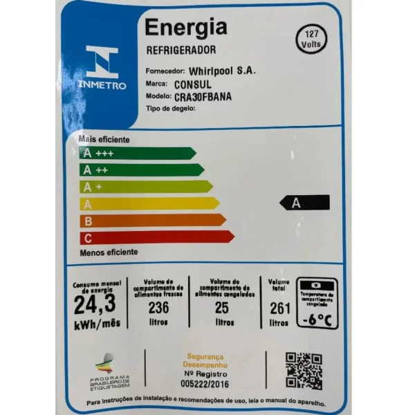 REFRIGERADOR CONSUL 1PTA 261L CRA30FBANA 110V - Image 4
