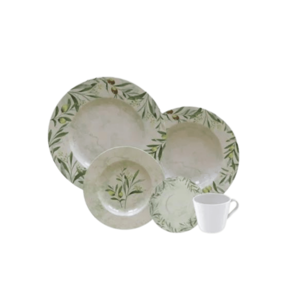 Aparelho De Jantar Oliva em Porcelana Decorada 20 Peças Tramontina