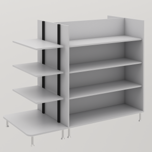 GÔNDOLA EXPOSITORA COM PRATELEIRA CENTRAL