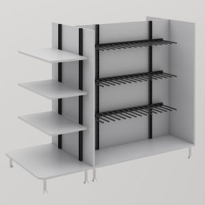 GÔNDOLA MEIO DE LOJA COM CREMALEIRAS