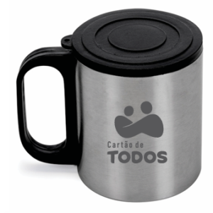 Caneca De Inox 180ml Com Cabo E Tampa