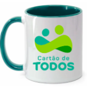 Caneca porcelana alça e interior verde GRAVAÇÃO colorida / ARTES IGUAIS/SUBLIMAÇÃO sem embalagem