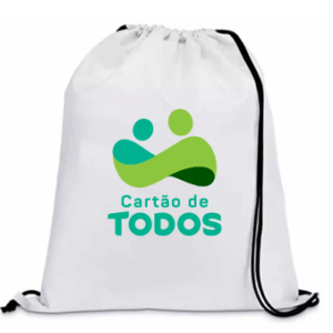 Mochila Saco Branco Logo Colorido Em Poliester